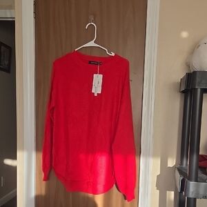 Vibrant Red Women's Crew Neck Sweater